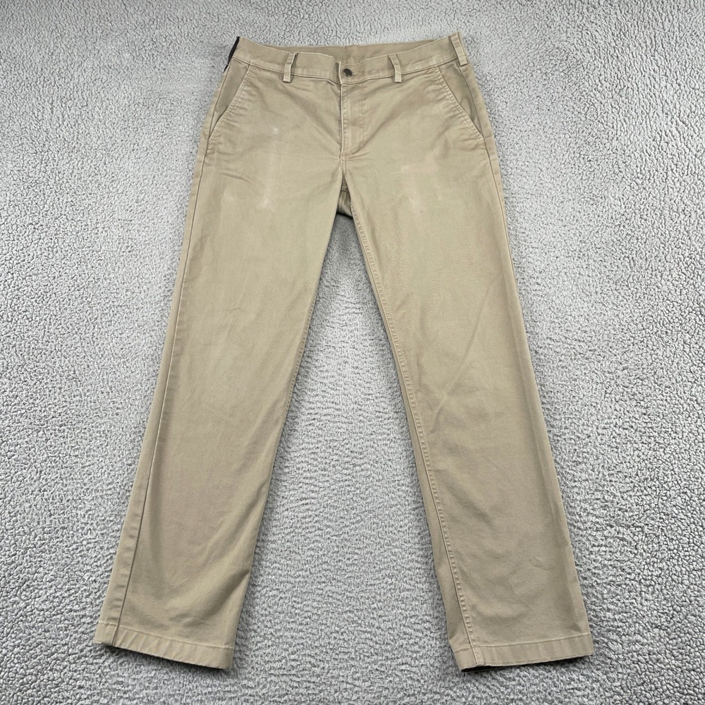 Duluth Trading Pants Mens 34x32 Khaki 40 Grit Slim Fit Chino Workwear Stretch